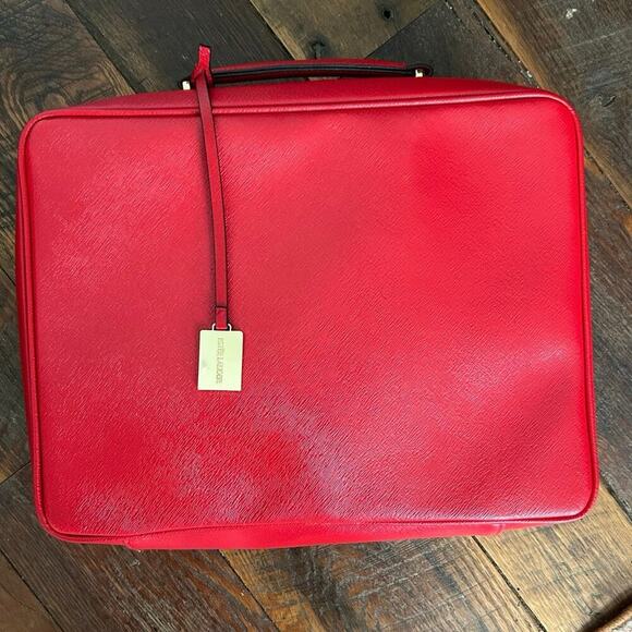 Estée Lauder Red Embossed Leather Cosmetic Travel Bag Playing Card Suit Design - Picture 4 of 8